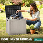 YITAHOME 30 Gallon Deck Box Outdoor Storage Box, Waterproof Resin Package Delivery and Storage Box with Lockable Lid for Patio Furniture Cushions, Pool Accessories, Garden Tools, Brown