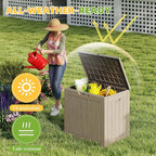 EasyUp 36 Gallon Outdoor Storage Box Waterproof, Resin Outdoor Deck Box, Lockable Deck Boxes for Garden Tools Equipment and Cushions (Gray)
