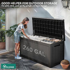 YITAHOME 260 Gallon XXL Large Deck Box, Outdoor Resin Storage Box, Lockable Storage Container for Patio Cushions, Furniture, Garden Tools, Water Resistant (Black)