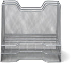 Mind Reader Metal Mesh Desktop File Organizer, 3-Tier Paper Tray with 5 Compartments, Office Mail Sorter, Silver