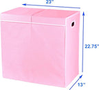 Simple Houseware Double Laundry Hamper with Lid and Removable Bags, Pink