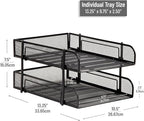 Mind Reader Stackable Paper Tray, Desktop Organizer, File Storage, Office, Metal Mesh, 2 Pcs, Black