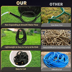 Garden Hose 50 ft Water Hose Flexible Heavy Duty Outdoor Lightweight No Kink Long Non-Expandable High Pressure Flat Hoses Pipe 100’ Strong 3/4’’ Brass Fitting for Outside Yard Lawn Car Wash