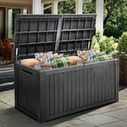 YITAHOME 180 Gallon Large Outdoor Storage XL Deck Box w/Divider for Patio Furniture,Outdoor Cushions, Garden Tools, Sports Equipment and Pool Supplies, Waterproof, Resin, Lockable, Black