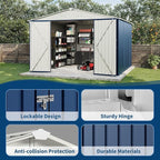 10 X 10 FT Outdoor Storage Shed,Metal Garden Sheds&Outdoor Storage, Lockable Gable Roof Garden Tool Shed, All-Weather Resistant Storage Unit for Bikes, Ladders, Patio Supplies & Garden Essentials