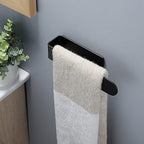 Taozun Hand Towel Holder/Hand Towel Bar - Black Face Towel Holder Self Adhesive Towel Ring for Bathroom, Stainless Steel
