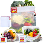 9 Pack Eco Friendly Reusable Mesh Produce Bags Washable Durable Drawstring with Colorful Tare Weight Tags Grocery Storage Vegetable Bags 3 Sizes