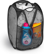Smart Design Deluxe Mesh Pop Up Square Laundry Hamper w/ Side Pocket & Handles - VentilAir Fabric Collapsible Design - for Clothes & Laundry - Home - (Holds 2 Loads) (14 x 23 Inch) [Black]