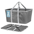 CleverMade Collapsible Laundry Tote 2-Pack (50L) – Foldable Carry-All Storage Bin for Laundry, Car Trunk, RV, Dorm & Home Organization - Charcoal