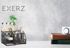 Exerz Desk Organizer Black Office Desk Accessories Supplies Office Storage Desktop Pencil Pen Holder with Drawer Home Workspace