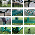 6x4 FT Outdoor Greenhouse, Polycarbonate Raised Base Greenhouses with Heavy-Duty Aluminum Walk-in Green House for Outdoor, Backyard, Patio (6x4 FT)