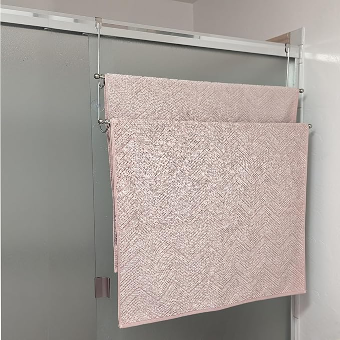 Insieme Extra Wide (32"x 16"x 4.7”) Towel Rack for Over Glass Shower Wall or Glass Shower Enclosure (Frameless or Frames up to 1.6" Thick). 2 Tier - Stainless Steel - No Rust