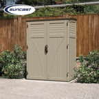 Suncast Outdoor Storage Shed, Water Resistant Resin Vertical Outdoor Storage Cabinet for Patio, Garden Tools, Cushions, & Equipment, Weatherproof Multi-Wall Design, 54 cu. ft., Made in USA
