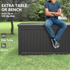 KAMABOKO 230 Gallon Outdoor Storage Box, Resin Deck Boxes Indoor and outdoor, Waterproof Storage Box Lockable Lid for Garden Tools, Package Delivery, Patio Cushions, Black