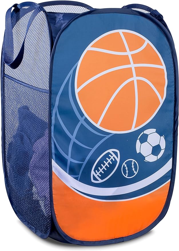 Handy Laundry Collapsible Mesh Pop Up Laundry Hamper with Side Pocket – Breathable, Space-Saving, Foldable Clothes Basket for Laundry, Storage, Travel, Dorm, Sports, 24 Inch