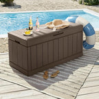Homall 85 Gallon Large Resin Deck Box Waterproof Outdoor Storage with Padlock Indoor Outdoor Organization and Storage Container for Patio Furniture Cushions, Garden Tools (Brown)
