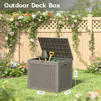 32 Gallon Outdoor Storage Box, Resin Deck Boxes Outdoor Waterproof For Patio Furniture, Garden Tools, Pool Supplies, Lockable And UV Resistant (a Set of 2,Rattan Gray)