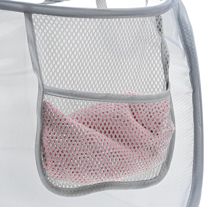 4 Pcs Foldable Pop Up Laundry Hampers, Mesh Laundry Basket with Side Pocket, Dirty Clothes Basket for Bathroom Travel Dorm Home Laundry Room Organization (4 Colors)