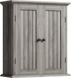 ChooChoo Bathroom Wall Cabinet, Over The Toilet Space Saver Storage Cabinet, Farmhouse Medicine Cabinet with 2 Doors and Adjustable Shelves, Cupboard, Retro Grey