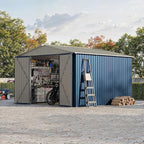 10 X 10 FT Outdoor Storage Shed,Metal Garden Sheds&Outdoor Storage, Lockable Gable Roof Garden Tool Shed, All-Weather Resistant Storage Unit for Bikes, Ladders, Patio Supplies & Garden Essentials