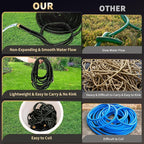 Garden Hose 100 ft Water Hose Flexible Heavy Duty Outdoor Lightweight No Kink Long Non-Expandable High Pressure Flat Hoses Pipe 100’ Strong 3/4’’ Brass Fitting for Outside Yard Lawn Car Wash
