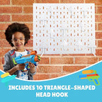 Skywin Peg Board for Nerf Gun Storage Organizer 14.2 x 8.5 x 11 inches - Hanging Holder Compatible with All Blasters Nerf Gun Rack Organizer for Wall Organization with 10 Triangle Hooks (White)