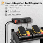 Power Tool Organizer Wall Mount with Charging Station, 3 Layer Heavy Duty Metal Tool Storage Rack Loads 420lbs with 6 Cordless Drill Holder, Idea Gifts for Men, Garage Workshop
