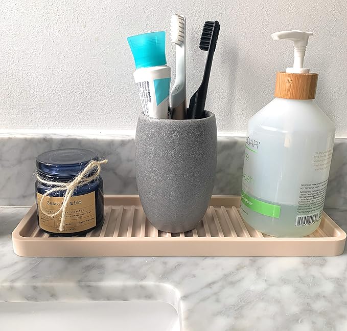 Happitasa Silicone Kitchen Sink Organizer Tray, Sponge Holder and Countertop Protector | Bathroom and Kitchen Soap Dish and Dispenser Tray (Pistachio, 12"x4", 9.2 Ounces)