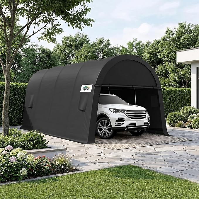 COBIZI Carport Canopy 12x20 Heavy Duty Portable Garage, All-Season Portable Car Ports & Outdoor Storage Shed, Galvanized Frame Vehicle Shelter with Removable Doors and Vents